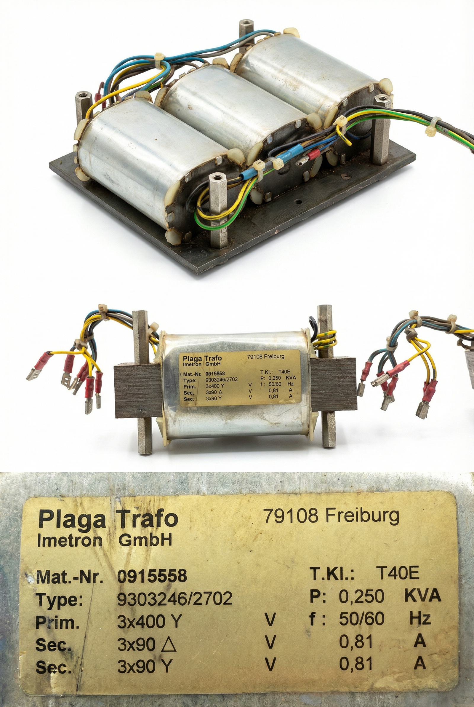 Plaga Trafo - 250 VA 3 Fazlı (Trifaze) Transformatör - 400V/90V