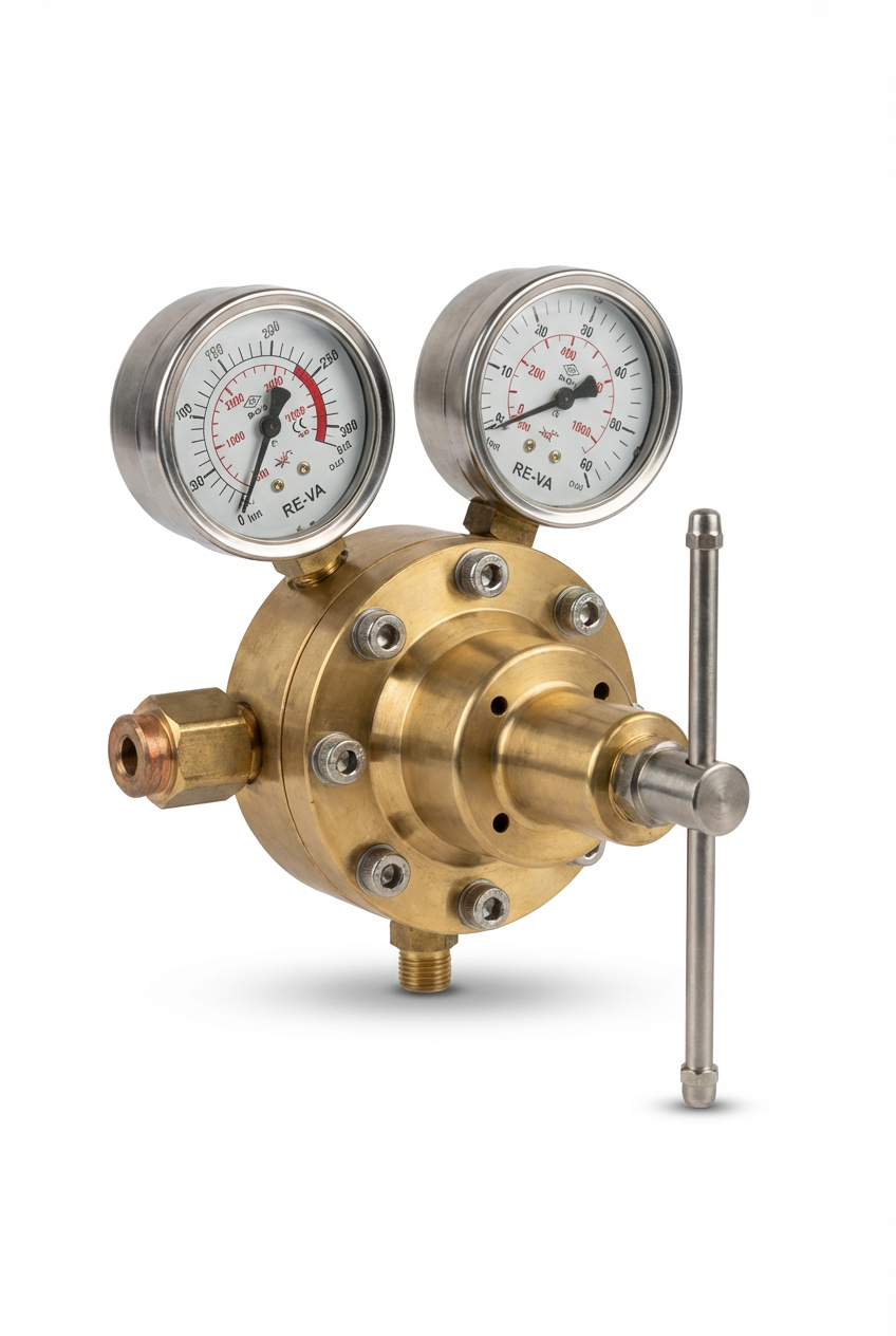 RE-VA Yüksek Basınçlı Sanayi Tipi Gaz Regülatörü / Manometreli